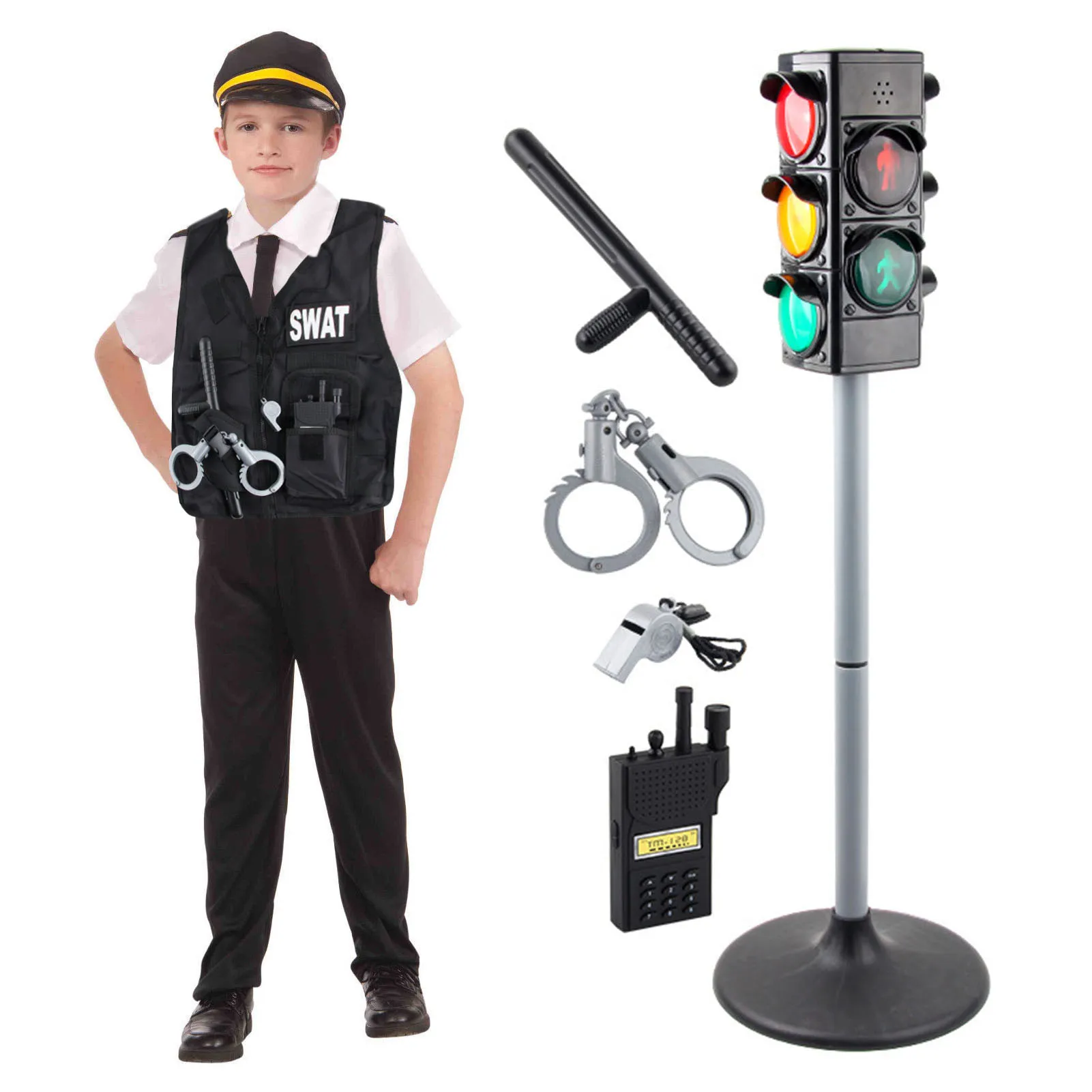 

Children Policeman Cosplay Costumes With Transportation Traffic Lights Early Education Teaching Aids Kids Role-playing Toy