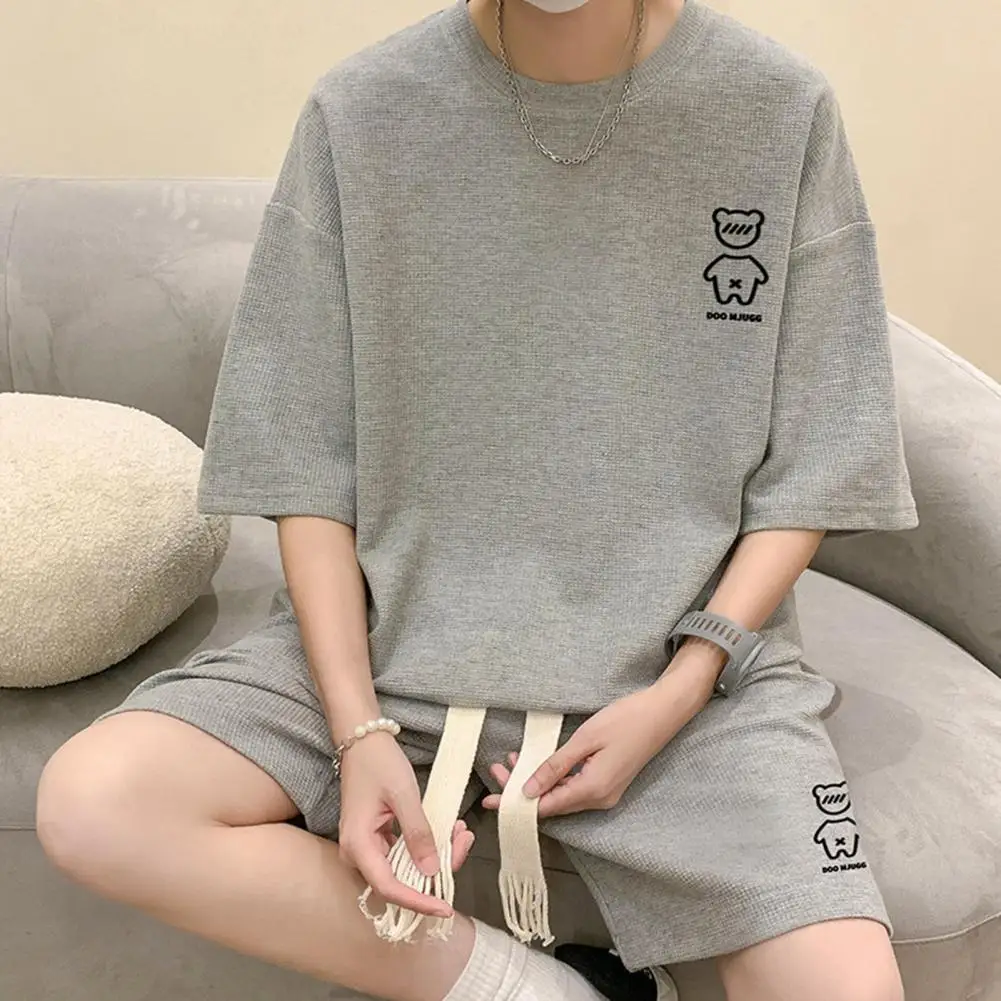 

Костюм спортивный мужской летний с круглым вырезом и шортами, 2 шт./комплект