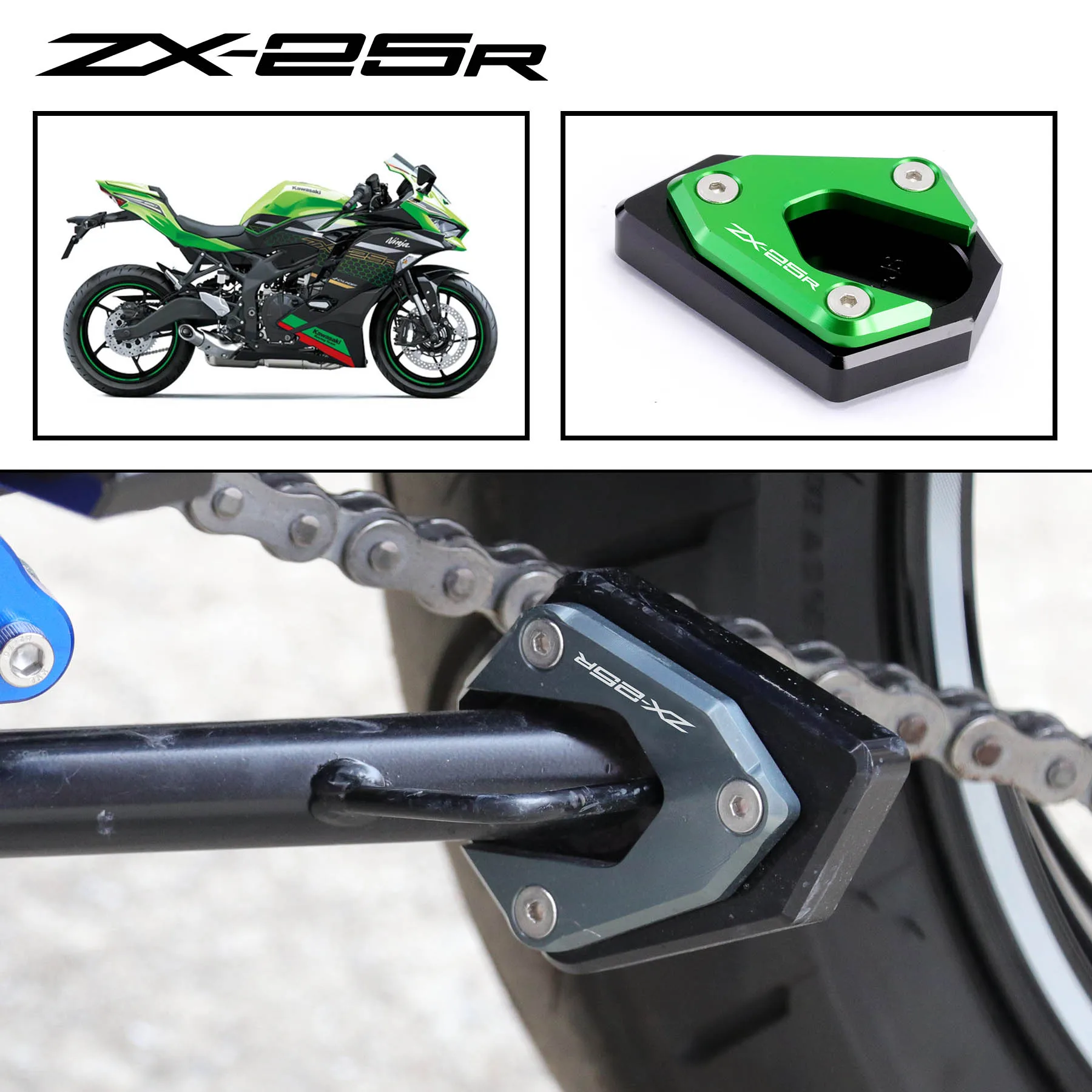 

Motorcycle Kickstand Foot Side Stand Extension Pad Support Plate For Kawasaki Ninja400 ZX-25R Z400 ZX25R NINJA Z 400 Versys650