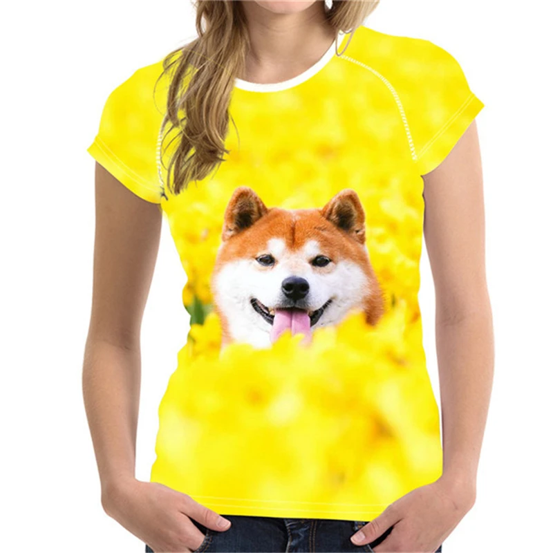 

Летняя новая модная футболка с 3D принтом Милая Akita Dog Мужская/женская футболка Уличная Повседневная индивидуальная универсальная свободная...