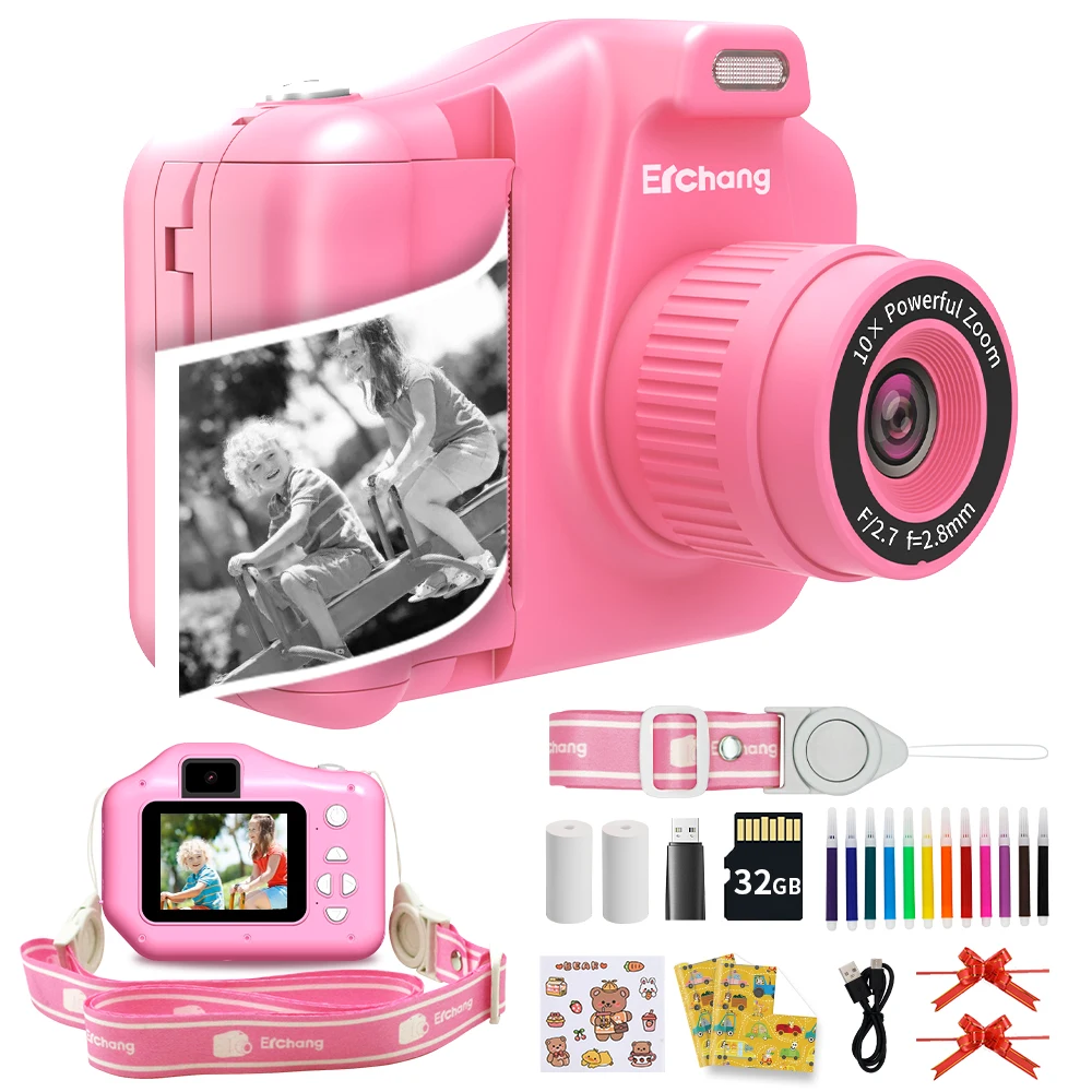 

Selfie Children Camera for Kids Instant Photo Camera with 10x Digital Zoom 1080P Video with Fill Light Girls Boys Brithday Gifts