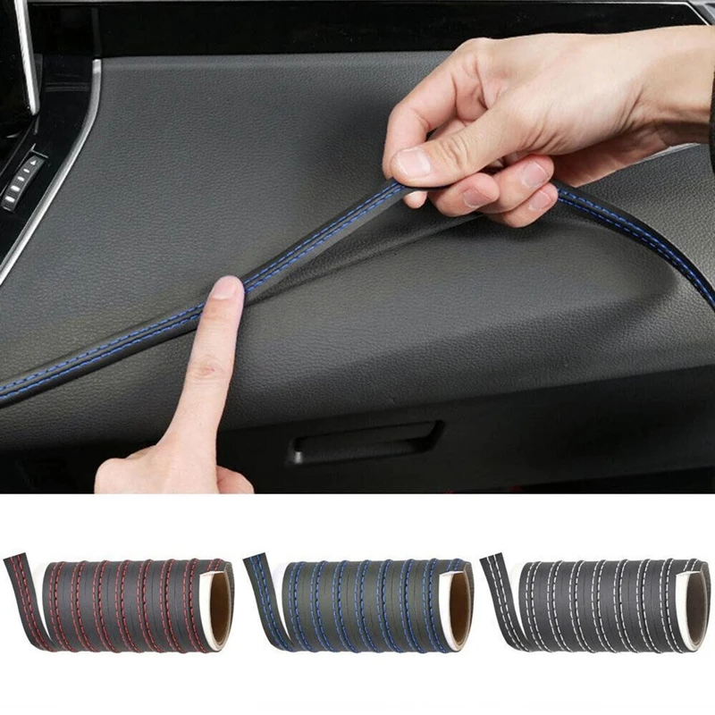 

Car Pu Leather Braid Strip Style DIY Decorative Line Flexible Auto Interior Moulding Trim Strips Dashboard Sticker 1.5cm Width