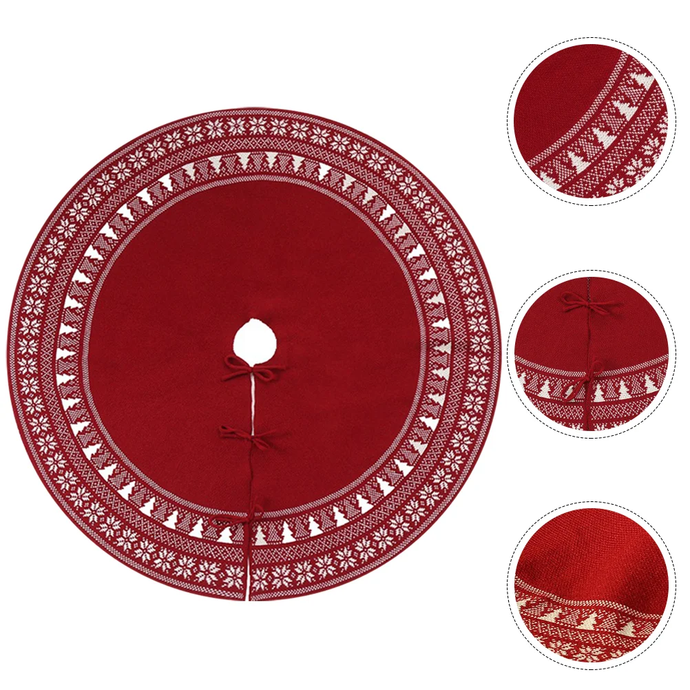 

Knitted Christmas Tree Skirt Decoration Ornaments Vintage Skirts Xmas Scene Retro Apron