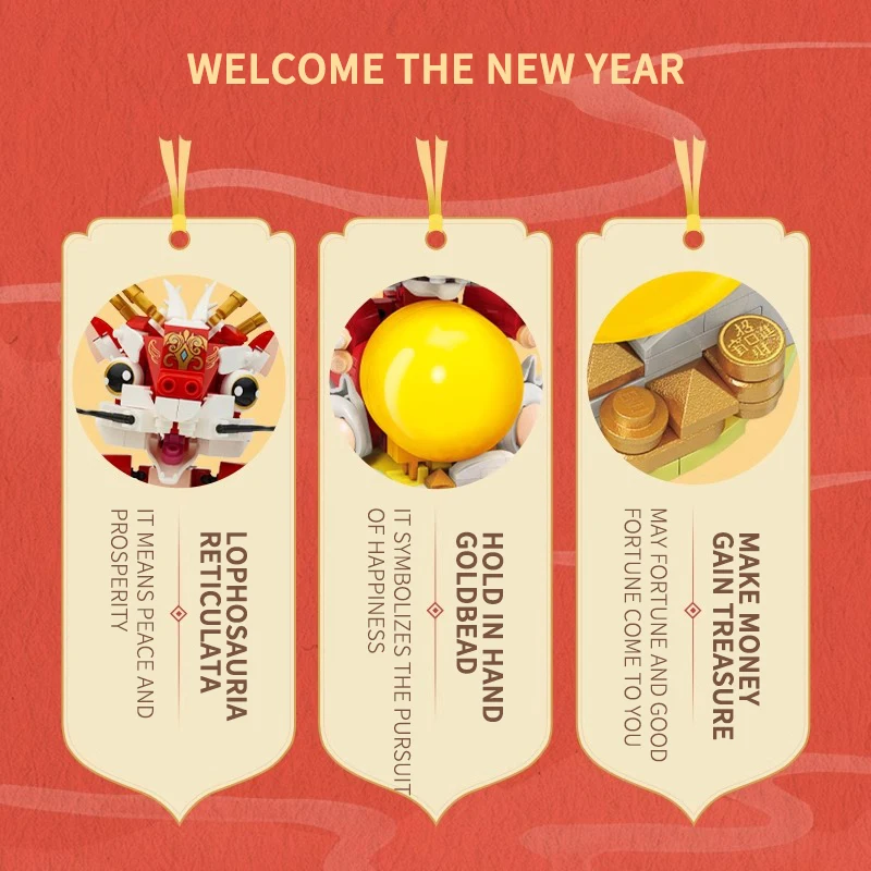 Китайская Модель Танца Льва Строительные Блоки Креативное Украшение Для