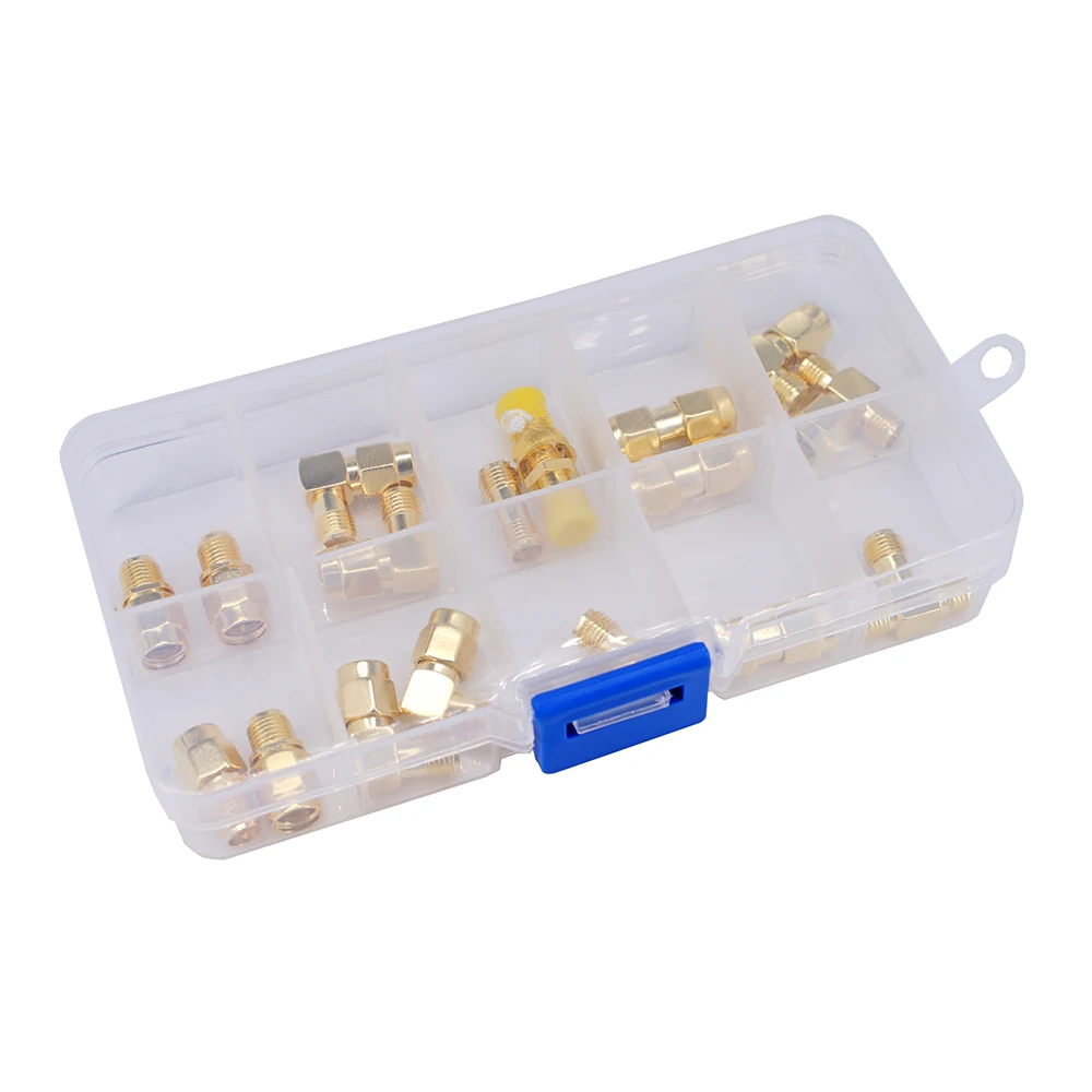 18Pcs Adapter SMA / RP-SMA to SMA / RPSMA Male Plug & Female Jack Straight & Right Angle RF Coaxial Connector