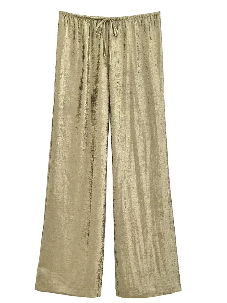 Женские прямые брюки KAOPU ZA винтажные с высокой эластичной талией и завязками из