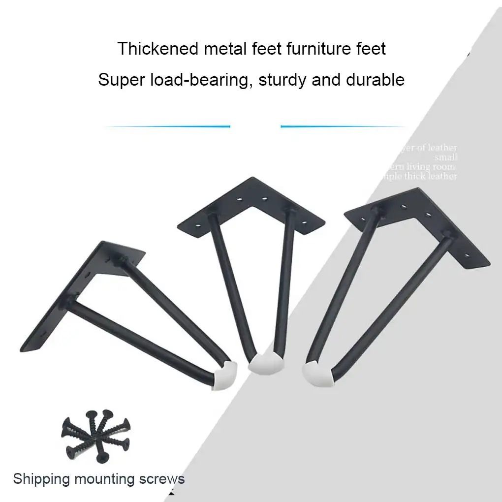 

4 Pieces Hairpin Table Legs Metal Cabinet Dresser Couch Bench Sofa Hair Pin Feet Furniture Floor Protectors Black