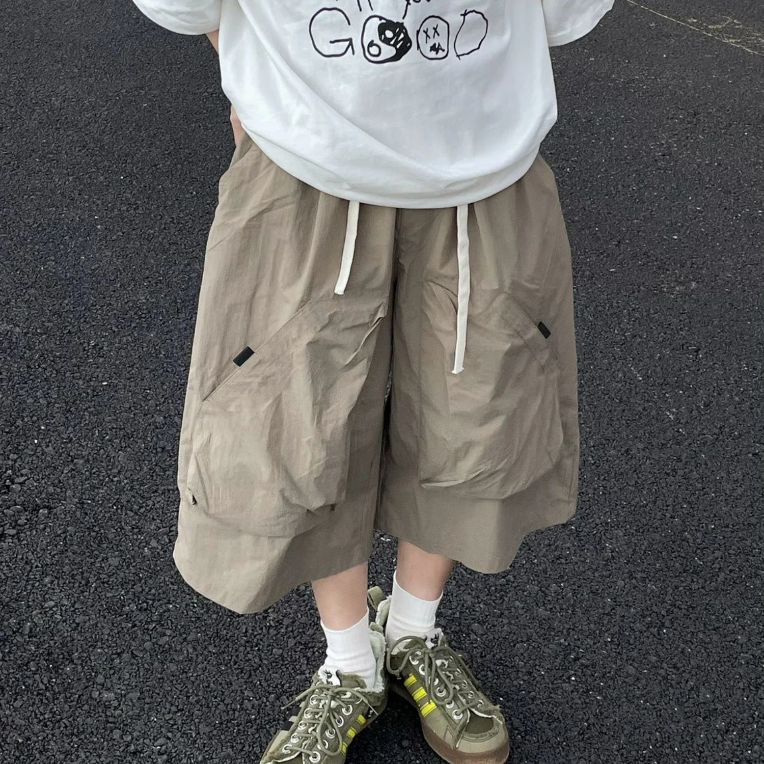 Шорты-карго в стиле ретро для мужчин и женщин модные повседневные Тонкие штаны