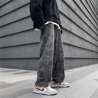 black jeans mens american vibef pants high street retro ins fashion brand spring and autumn straight tube loose wide leg pants