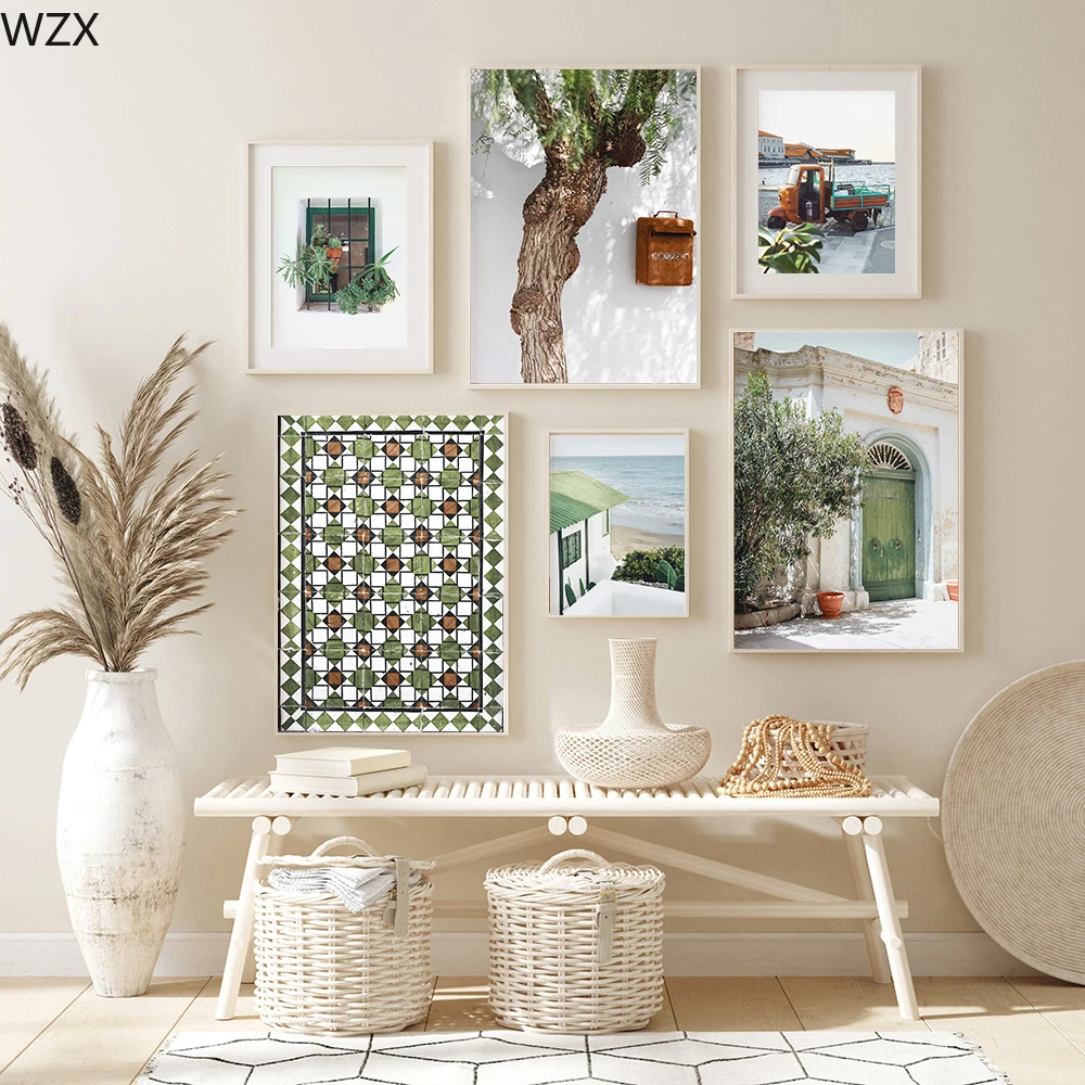 

Mediterranean Canvas Painting Portugal Landscape Posters And Prints Picture Living RoomArt WallHome Summer Decoration