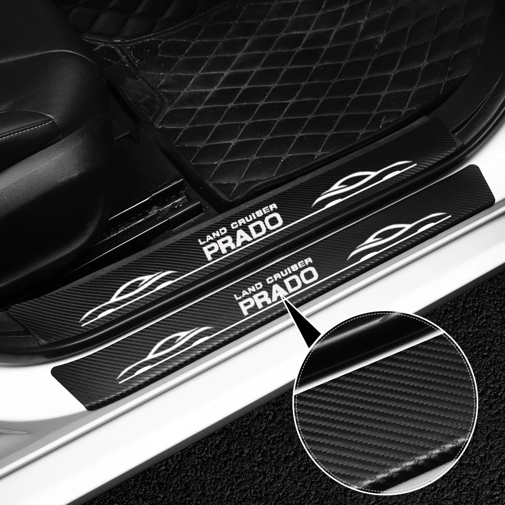 4PCS For Toyota Land Cruiser Prado 120 150 Carbon Fiber Anti Scratch Scuff Pedal Car Door Sill Protector Stickers Accessories - купить по