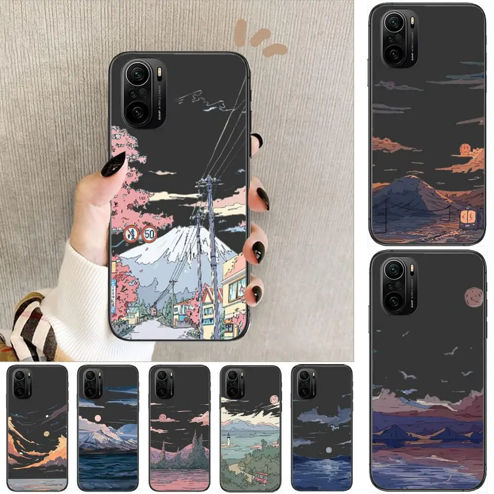 

Sunset Scenery Phone Case For xiaomi redmi POCO F1 F2 F3 X3 Pro M3 9C 10T Lite NFC Black Cover Silicone Back Prett mi 10 ultra c