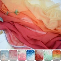 1 meter rainbow gradient color thin chiffon fabric organza tulle fabric for diy ancient style hanfu dress stage costume decor