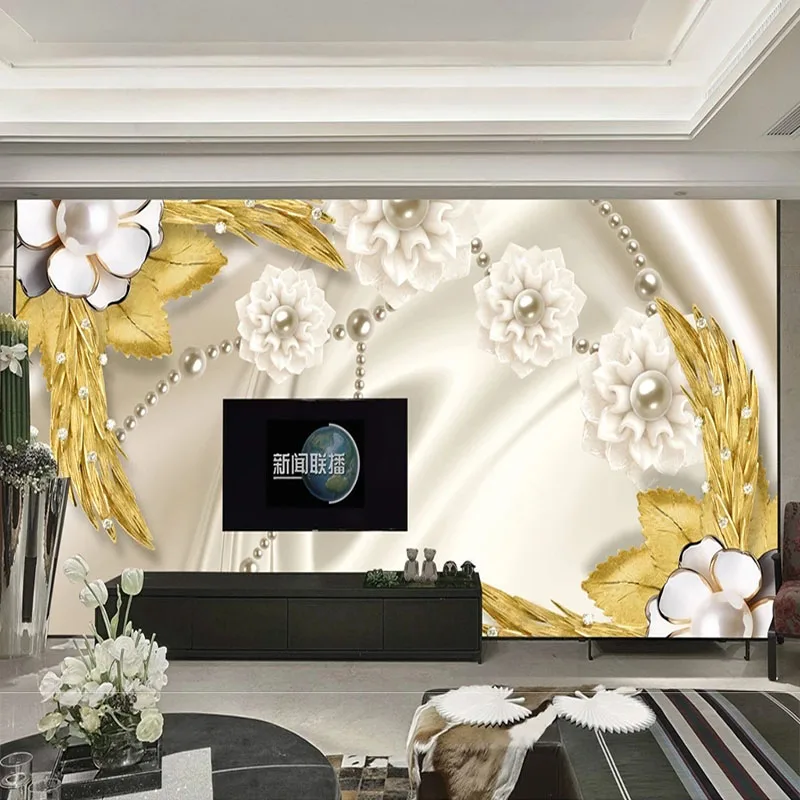 

Photo Modern 3D Pearl Fantasy Flower Background Wall Mural Wallpaper For Bedroom Walls Papel De Parede Tapety Home Décor Fresco