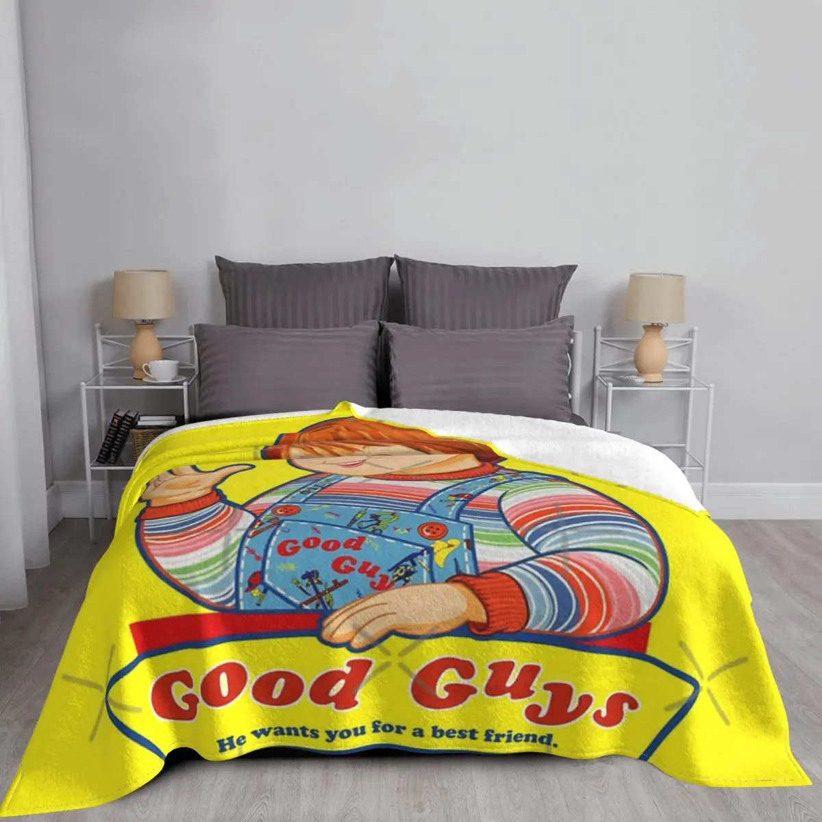

Good Guys - Child's Play - Chucky Blanket Bedspread Bed Plaid Bed Cover Plaid Blanket Blanket For Newborns