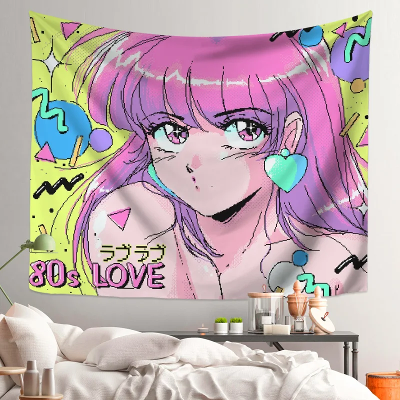

Anime Animation Girl Tapestry Cartoon Dormitory Wall Decor Blanket Carpet Background Cloth Picnic Mats Beach Towel Table Cover