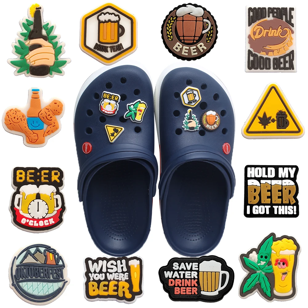 

1Pcs Pieces Beer Cute Garden Shoe Buckle Decoration Suitable For Crocodile Jibz Children's Christmas Gift Men Women
