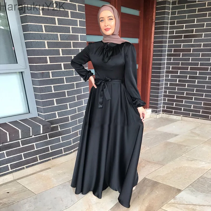 Middle East Abaya Dress Women Islamic Clothing Solid Color Turkey Caftan Hijab Saudi Muslim Plain Robe Dress Abaya