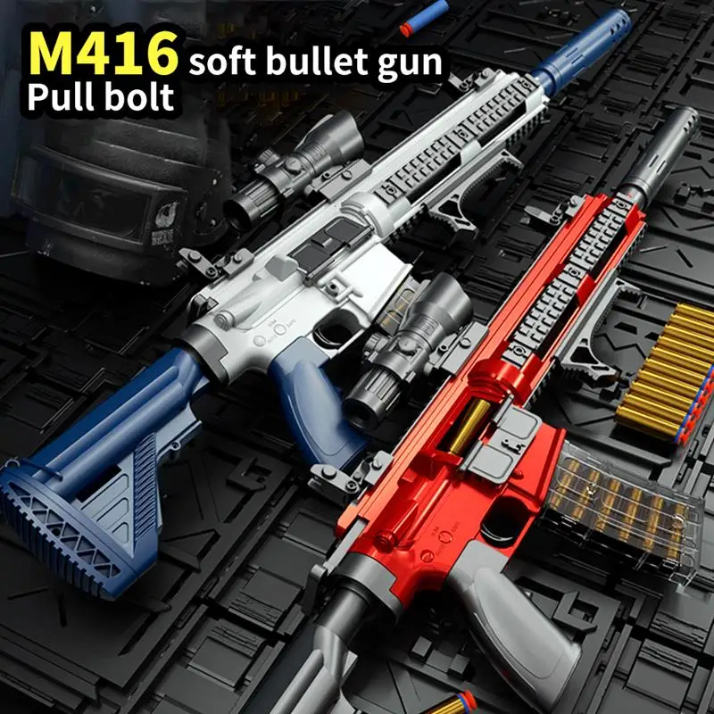 

Новинка, снайперская винтовка M416 с мягкой пулей, Эва, ручная загрузка оружия, игрушечный пистолет для мальчиков, Рождественский подарок