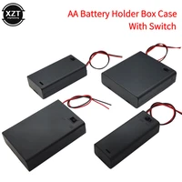 diy aa battery holder case box with leads with onoff switch cover 2 3 4 slot standard battery container