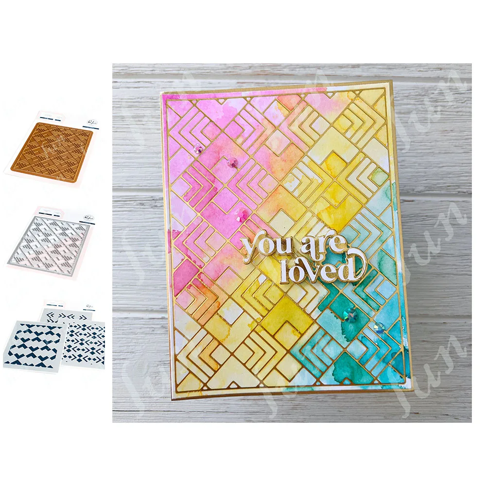 

New Arrival Geo Tiles Metal Cutting Dies Hot Foil Stencils Set Diy Scrapbooking Paper Greeting Card Drawing Coloring Decoration