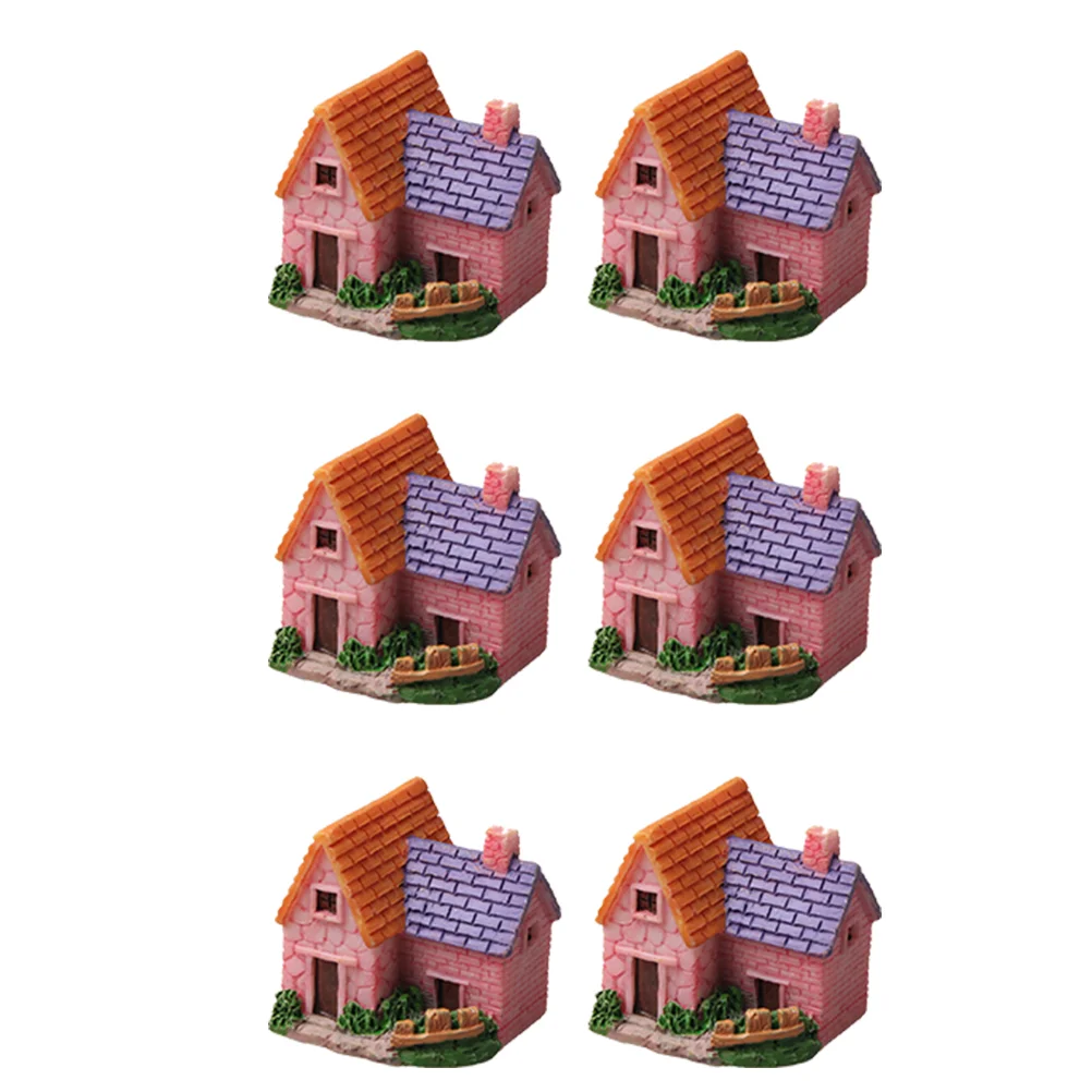 

6Pcs Creative House Model Mini House Decor Aquarium Miniature House Random Style