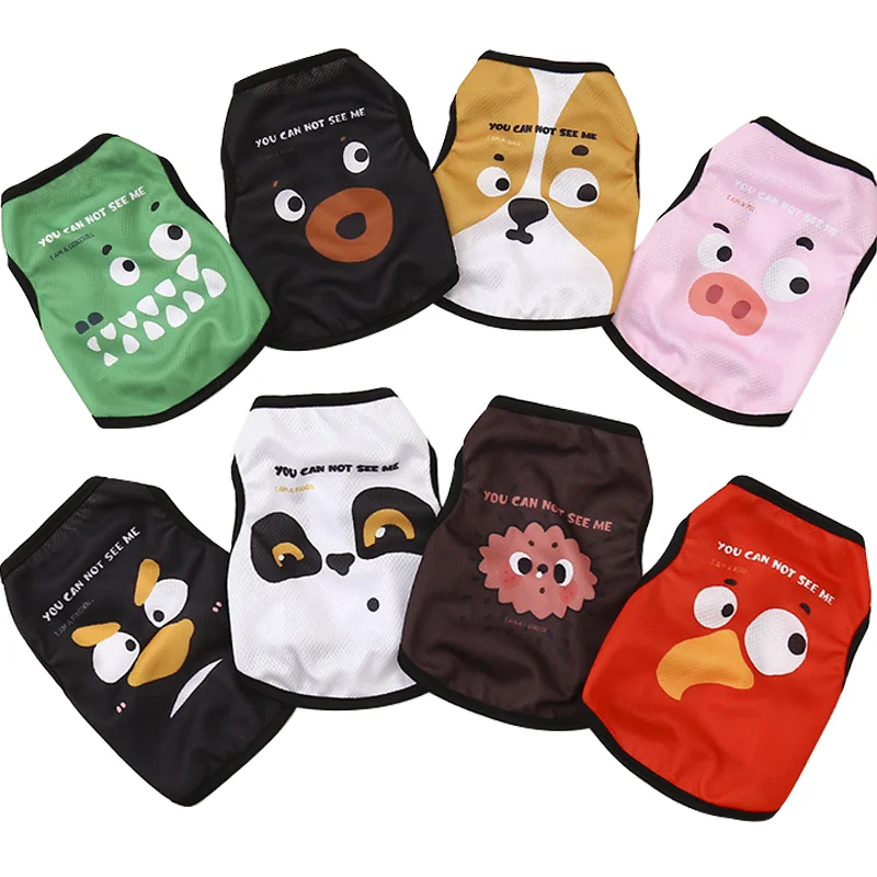 

Pet Dog Vest Summer Thin Puppy Cat Clothes Teddy Chihuahua Vest Mesh Breathable Pet Clothing Cartoon Print Dogs Cats Costume