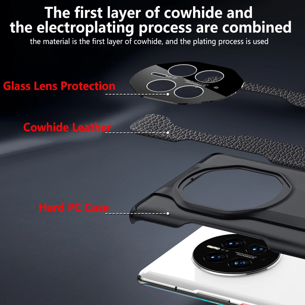 Mate 50E Genuine Leather Phone Case for Huawei Mate 50 Pro Luxury 100% Natural leather Protection Cover For Mate50 Capa