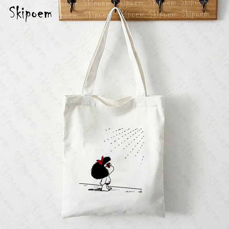 

Canvas Bag Shopper Bags Messenger Tote White Handbag 2022 New Mafalda Handbags harajuku aesthetic vintage cute kawaii Bolsas
