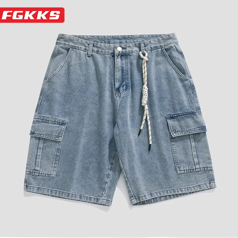 

FGKKS 2023 уличные повседневные шорты для мужчин из чистого хлопка, сделанные старые потертые джинсовые брюки, дизайнерские шорты высокого качества для мужчин