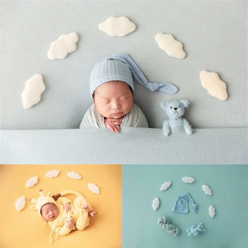 Newborn Baby Photography Props Cute Knitting Doll Wool Clouds Soft Wrap Backdrop Blanket Fotografia Studio Shooting Photo Props