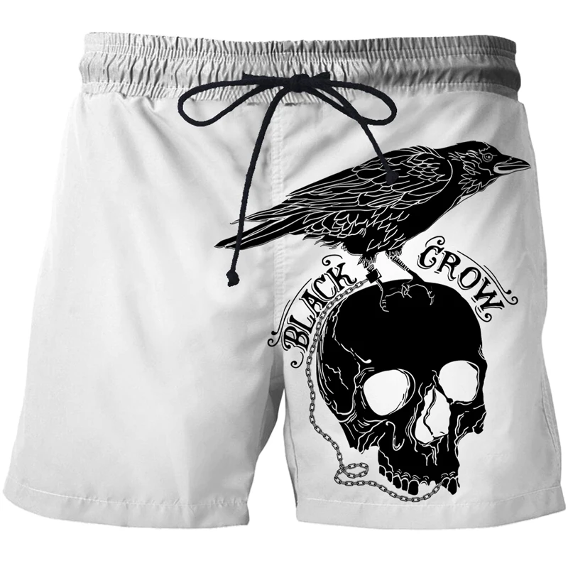 2022 NEW Hawaii Beach 3d Print Shorts Casual Hip Hop Mens Short Pants Summer Male Shorts Men skull crow Shorts Gothic