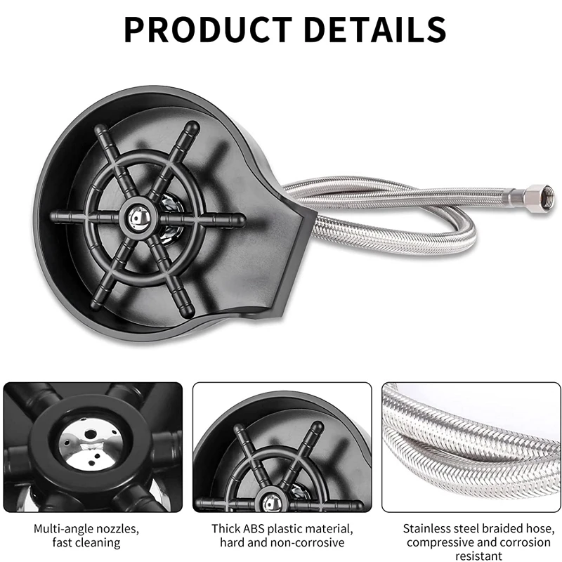 Automatic Cup Washer Faucet Glass Rinser High Pressure Beer Milk Coffee Pitcher Wash Cup Bottle Cleaner Sink Kitchen Bar Tool