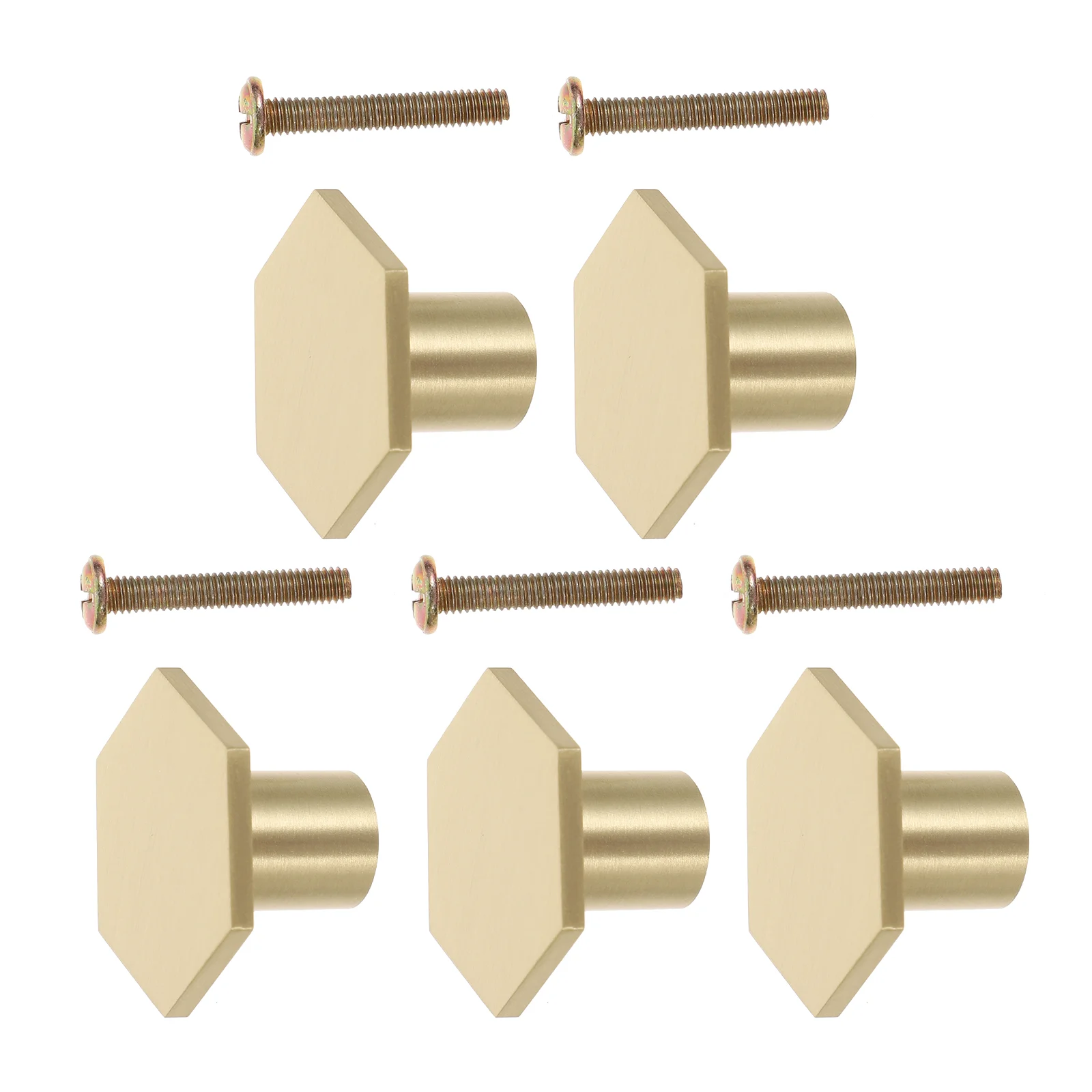 

5pcs Brushed Brass Cabinet Knobs Hexagonal Drawer Knobs Decorative Pulls Handles