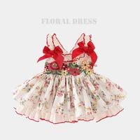 lolita kids dress flower girl dresses spanish baby clothes 2022 summer turkey princess party children clohing baby floral robe