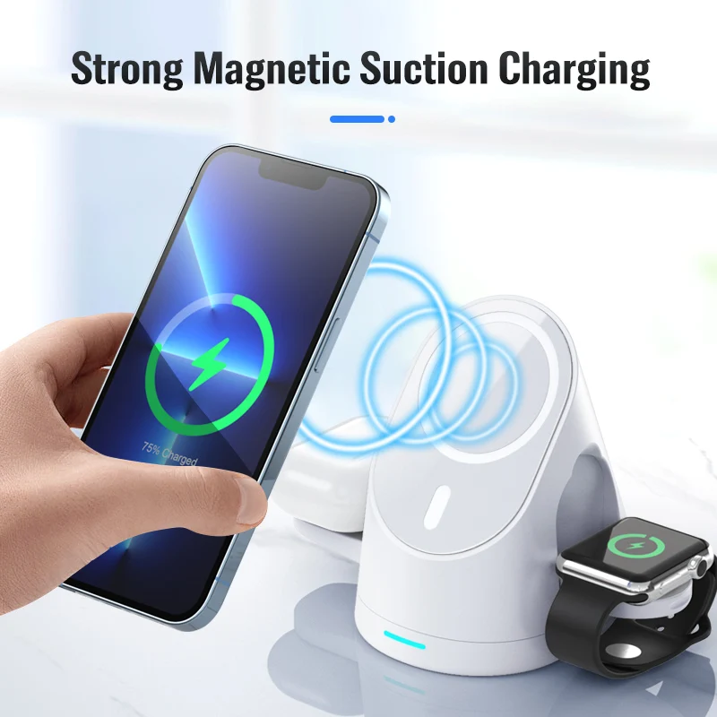 Беспроводная зарядная подставка 3 в 1 ZHSONG 15 Вт для iPhone 13 12 11 XS XR X 8 Apple Watch 7 6 SE Airpods Pro |