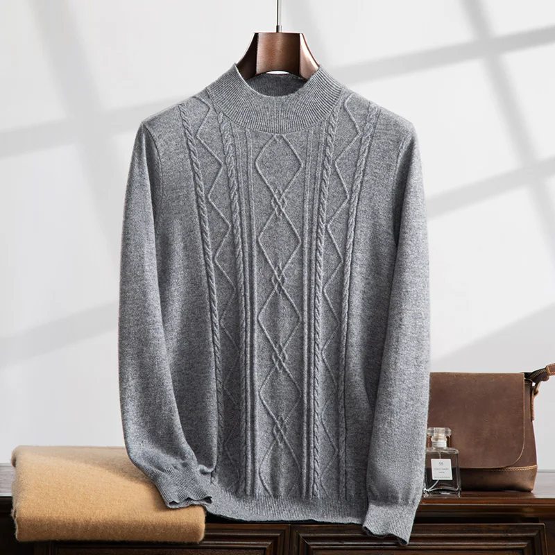 Ромбовидная осенне-зимняя новинка 100% кашемировая мужская полуводолазка