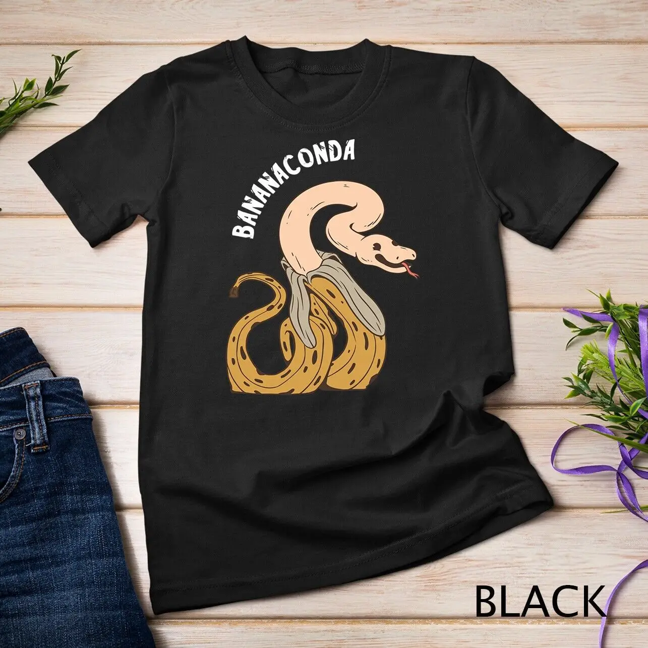 Футболка унисекс Bananaconda Anaconda змея Смешные бананы Фрукты Влюбленные