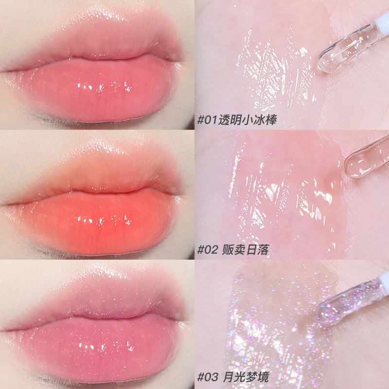 Желейное масло для губ увлажняющий прозрачный стеклянный блеск увеличитель не