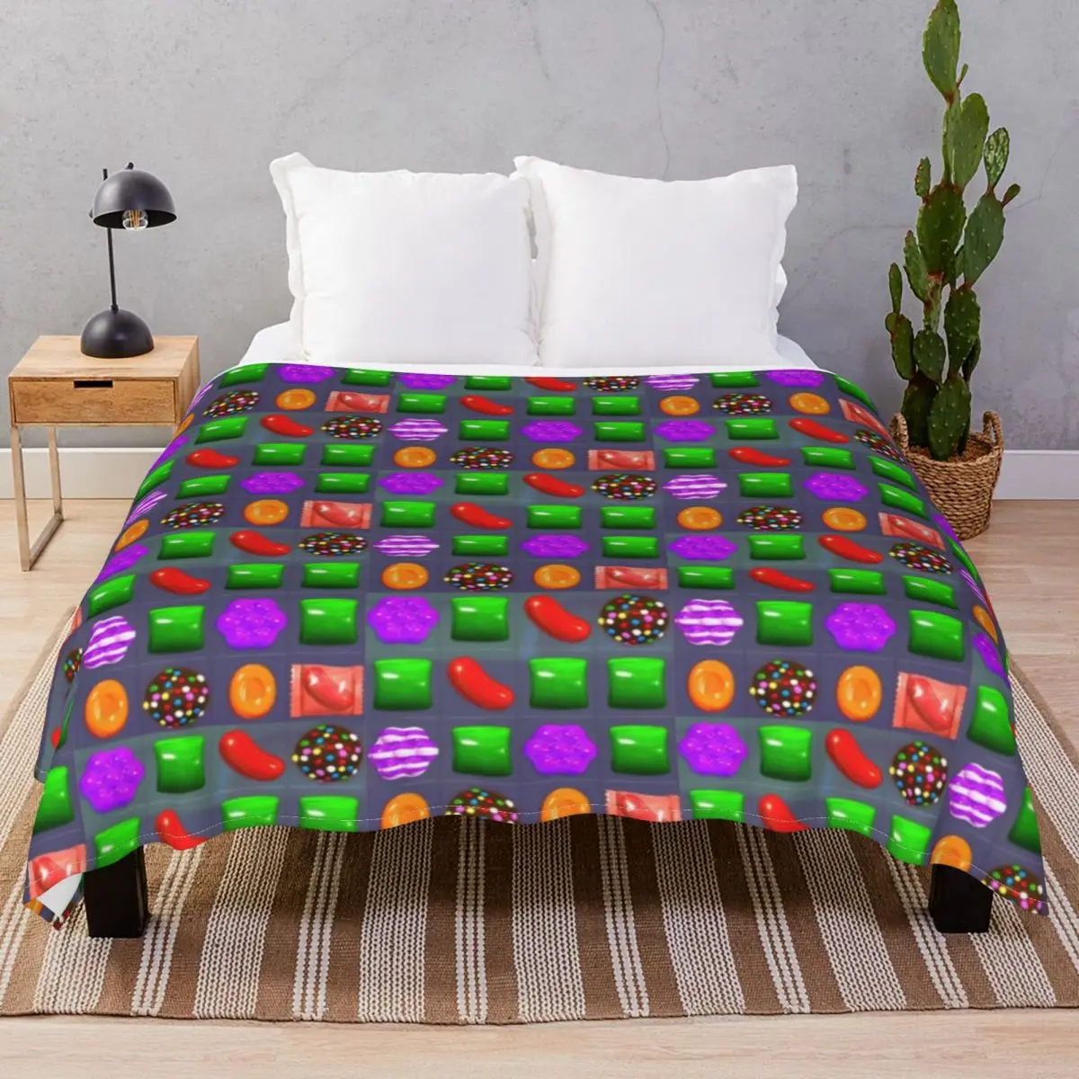 Candy Combo Candy Crush Blanket Coral Fleece Printed Ultra-Soft Throw Blankets for Bed Home Couch Camp Office