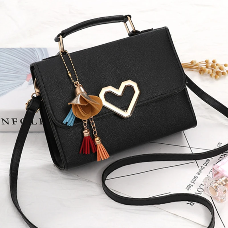

New Square Bag Design Love Button PU Lady One Shoulder Crossbody Bag Solid Color Casual Bags