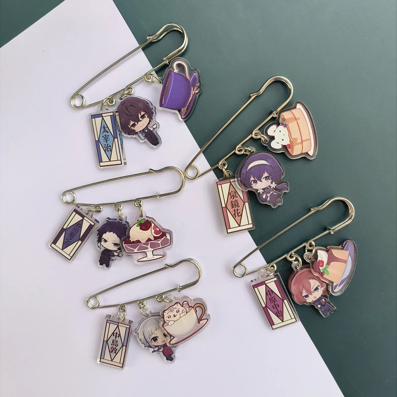 Аниме Bungo Stray Dogs Dazai Osamu Nakahara Chuya Ryunosuke Akutagawa Izumi Kyouka Косплей Булавка Брошь Нагрудник