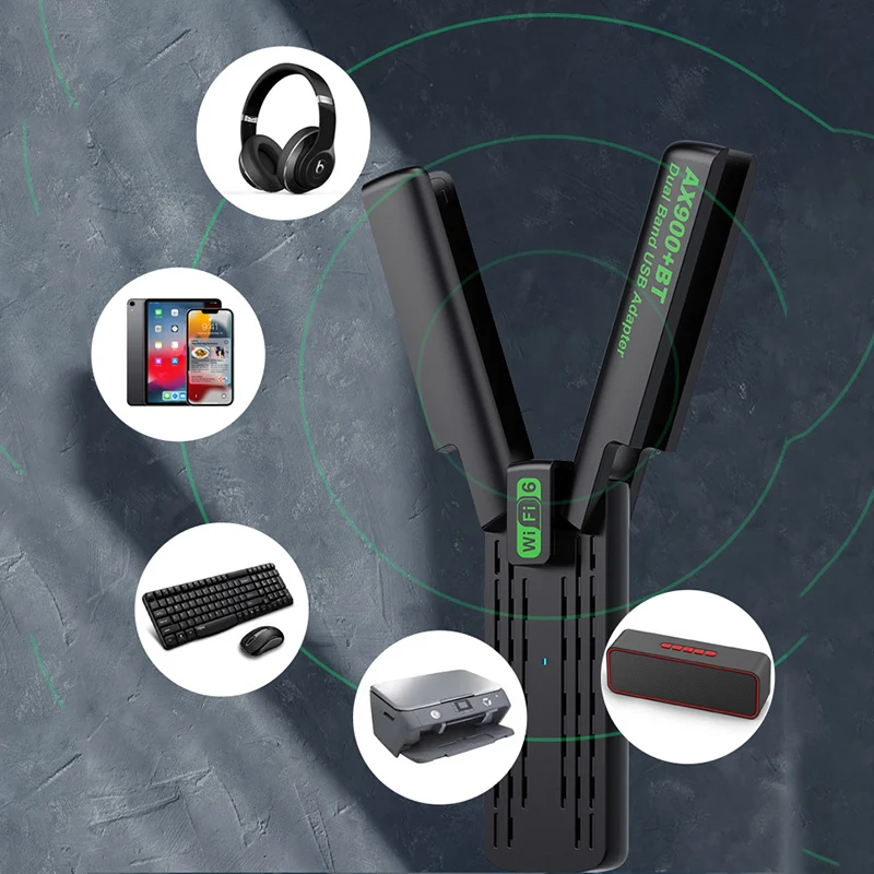 AX900 WiFi USB-адаптер WiFi6 Bluetooth 5,4 двухдиапазонный 2,4G + 5,8 ГГц 2 антенный ключ USB приемник беспроводной карты для ПКноутбука (art.: 3920d16fefded) - 3920d16fefded