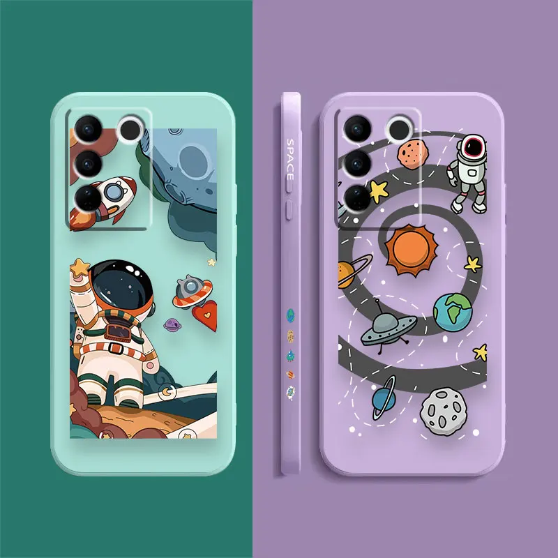 Case For VIVO S5 S6 S7 S9 S9E S10 S12 S15 S16 S16E V19 V20 V21 V23 V25 V27 PRO 5G Case Funda Cqoue Shell Space Astronaut GALAXY