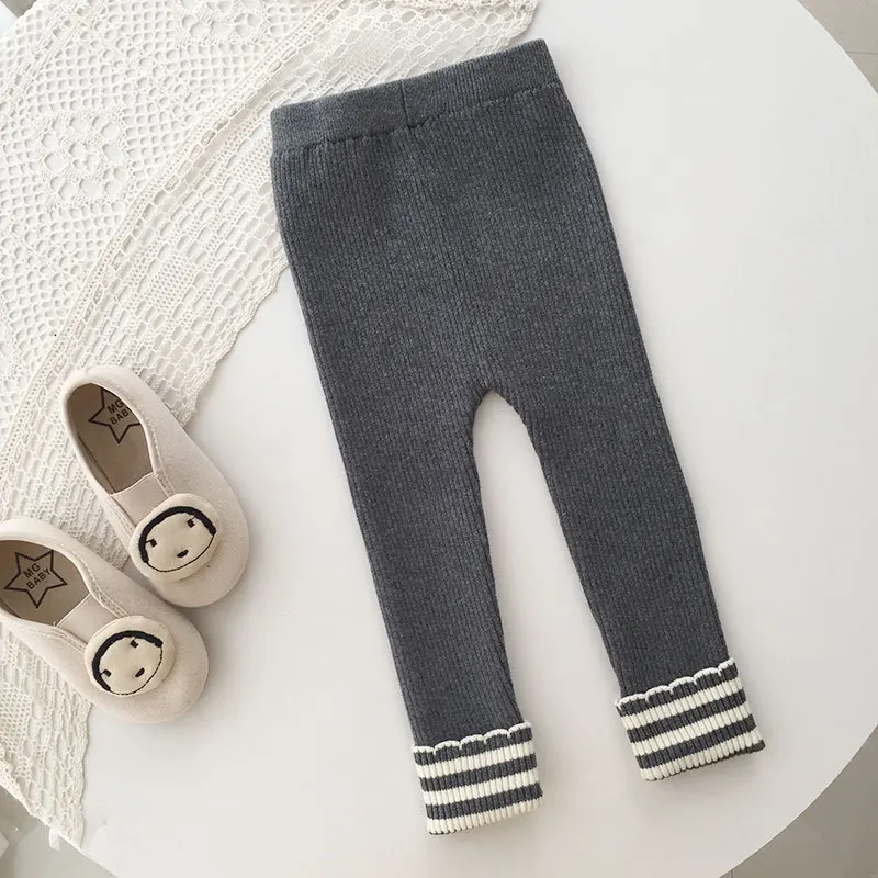 

Toddler Girl Casual Leggings Autumn and Winter Baby Trousers Girls' Woolen Tight Knitted Bottoming Cotton Leggings Pants 0 6T