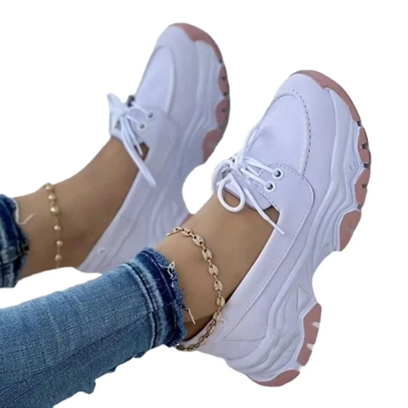Ladies Shoes 2023 High Quality Summer Fashion Lace Up Women's Vulcanize Shoes Casual Platform Outdoor Walking Shoes Women