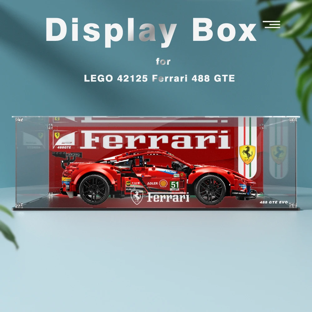 Акриловая витрина для Lego 42125 Ferrari 488 GTE Пылезащитная прозрачная коробка хранения