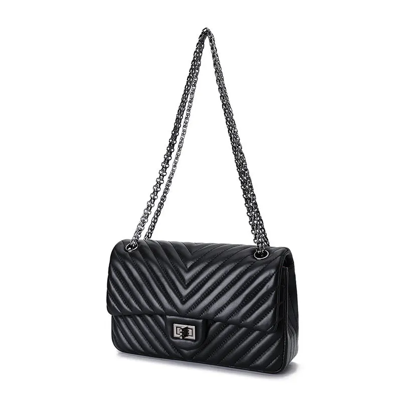 

New Sheepskin Shoulder Bag Net Red V Grid Chain Bag Trendy Fashion Leather Messenger Women's Bag designer bag