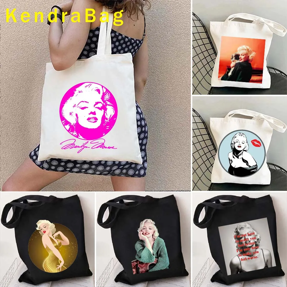 

Vintage Marilyn Monroe Poster Andy Warhol Portrait Pop Art Women Canvas Shoulder Tote Bag Large Capacity Cotton Shopping Handbag
