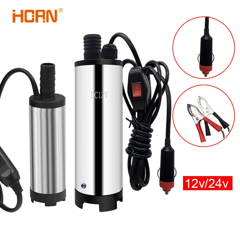 

30/12L/min Portable Mini Electric Submersible Pump For Pumping Diesel Oil Water Fuel Transfer Pump Stainless Steel Shell 12V 24V